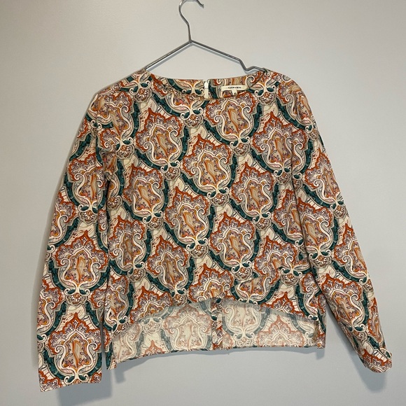 Carven Cropped Patterned Long Sleeve Top Shirt Maximalist Women’s - Picture 1 of 8